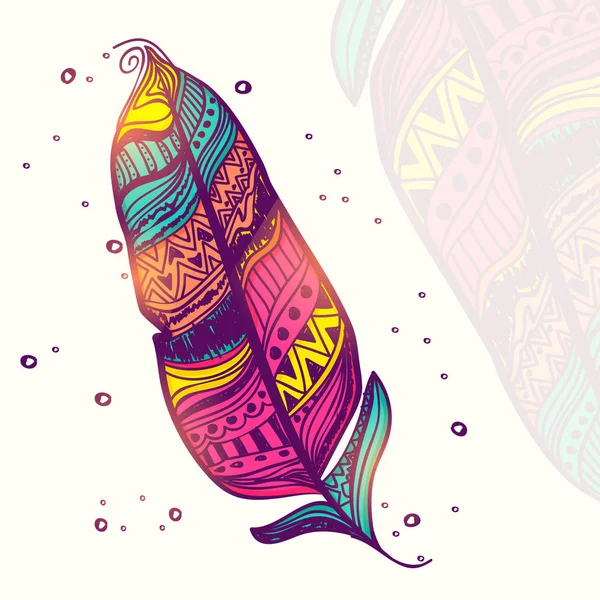 Kleurrijke etnische Boho Feather design. — Stockvector
