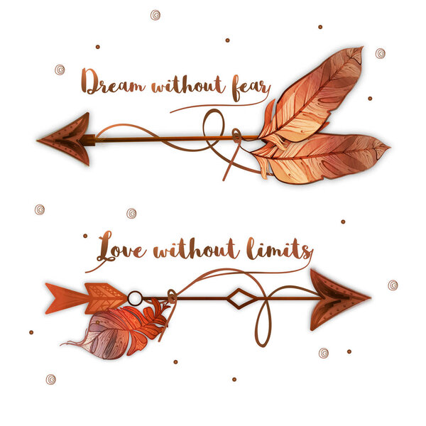 Ethnic Boho Arrows with inspirational quotes.