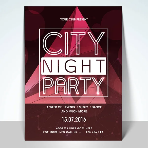 City Night Party Template, Banner or Flyer design. — Stock Vector