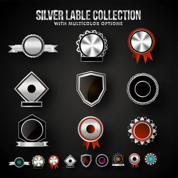 Set of Silver Shields and Badges. — Stock Vector