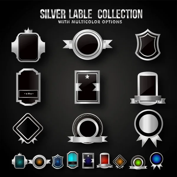 Set zilver Shields en Badges. — Stockvector