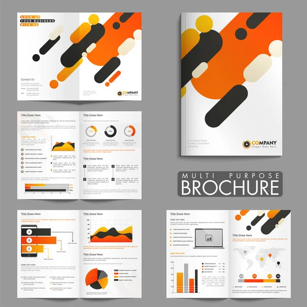 Multi Purpose acht pagina's Brochure ingesteld voor het bedrijfsleven. — Stockvector