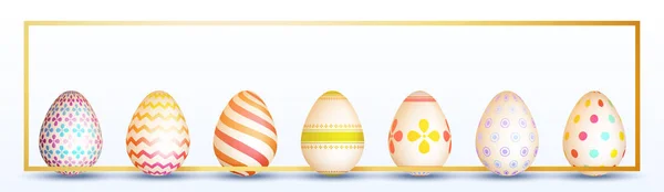 Easter banner design with colorful eggs. — Stock Vector