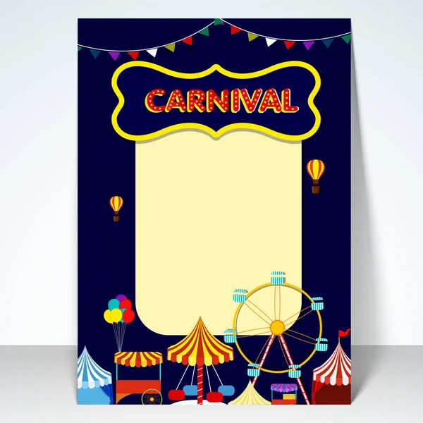 Carnaval fond avec ferris roue, tente de cirque, et chapiteau — Image vectorielle