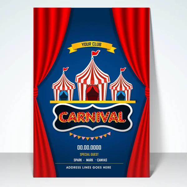 Carnaval fond avec ferris roue, tente de cirque, et chapiteau — Image vectorielle