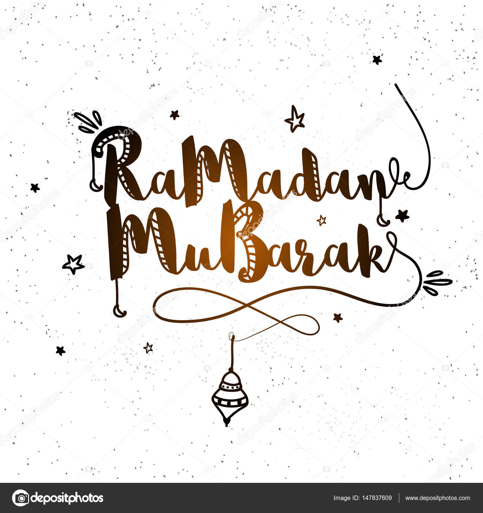 Hand drawn lettering design Ramadan Mubarak. — Stock ...