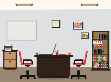 Düz ofis iç, çalışma alanı arka plan.