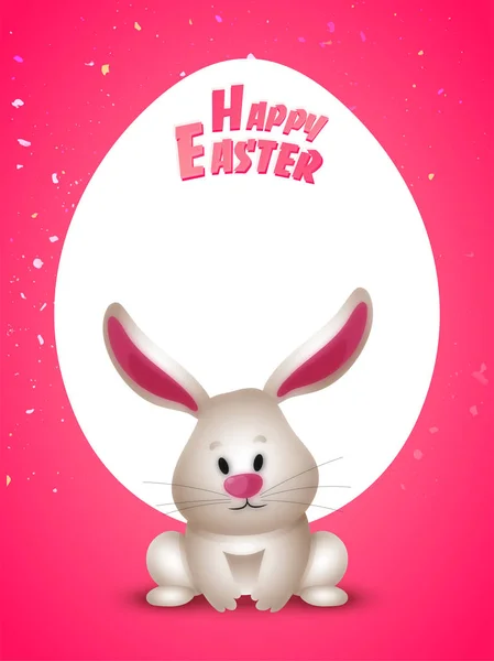 Happy Easter poster design with cute bunny. — Stock Vector