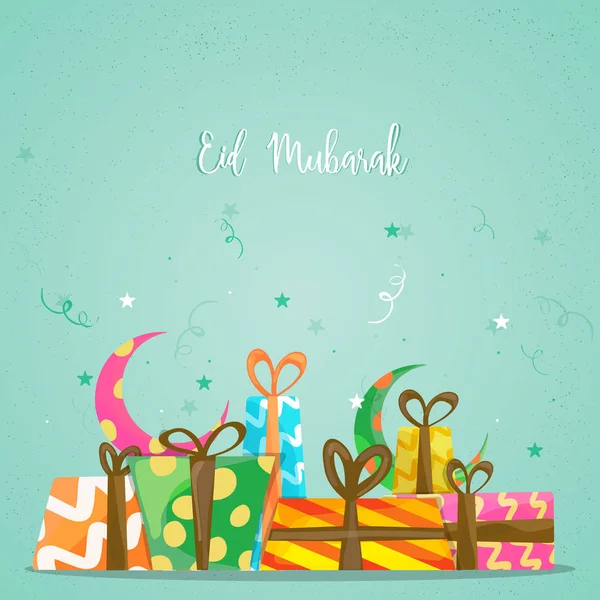 Eid festival celebrazione sfondo con scatole regalo colorate e — Vettoriale Stock