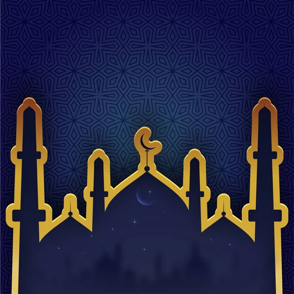 Krásný zlatý mešita na modrém pozadí. — Stockový vektor