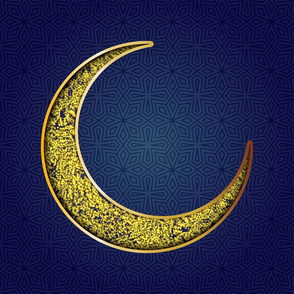 Halve maan Gouden Moskee op blauwe achtergrond. — Stockvector
