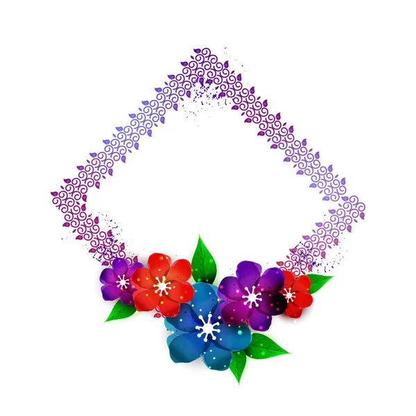 Flores coloridas decoradas marco de diseño . — Vector de stock