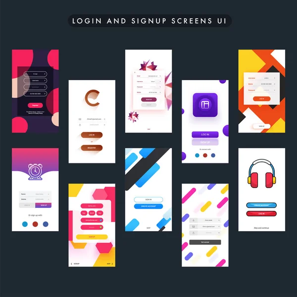 Conjunto de Mobile Sign In e Inscreva-se modelo UI . — Vetor de Stock