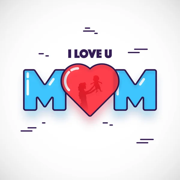 Stylish text Mom with Heart for Mother's Day. — Stock Vector