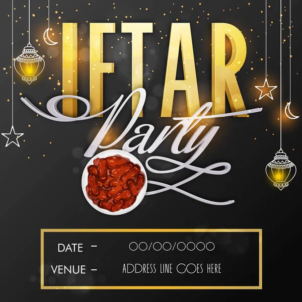 Diseño de la tarjeta de invitación para la celebración del Iftar Party . — Vector de stock