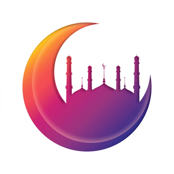 Croissant de lune avec mosquée pour les festivals islamiques . — Image vectorielle