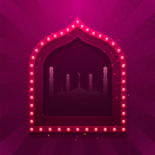 Fenêtre créative avec mosquée pour les festivals islamiques . — Image vectorielle