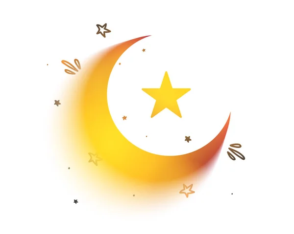 Crescent Moon with Star for Islamic Festivals. — Stock Vector