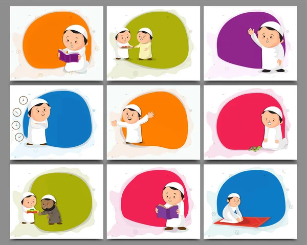 Set of Muslim Men characters. — Stock Vector