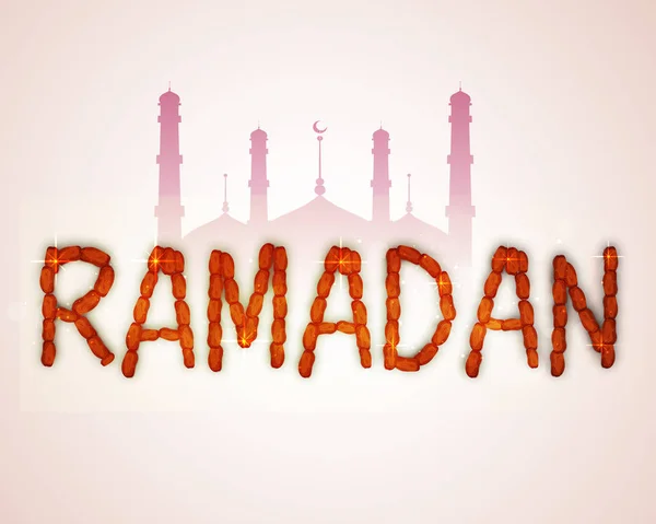 Рамадан текст дизайн зроблені дат фрукти. — стоковий вектор