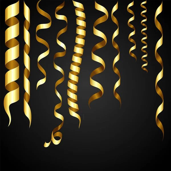 Set gouden linten. — Stockvector