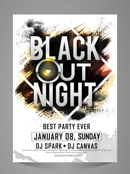 Black Out Night, Stylish Party Celebration Flyer. — Stock Vector