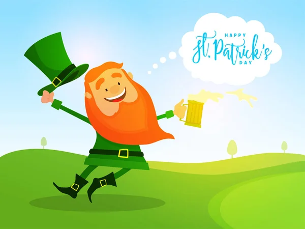 Glücklich Kobold feiert St. Patrick 's Day. — Stockvektor