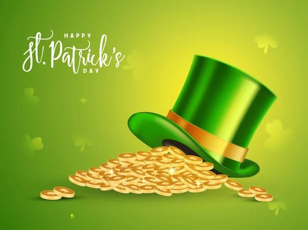 Arany érmék manó kalapot, a St. Patrick's Day. — Stock Vector
