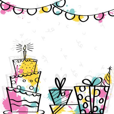 Büyük pasta hediye kutuları doodle tarzı ile.