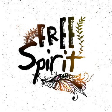 Boho stil Inspirational Alıntı ile etnik tüy.
