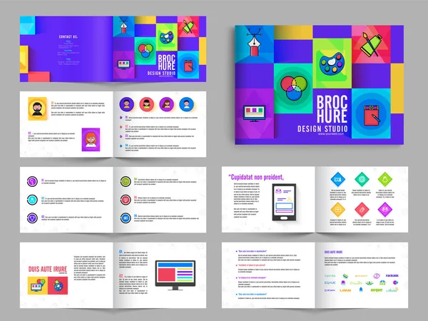 Folleto multipágina, paquete de diseño de folletos con resumen colorido — Vector de stock