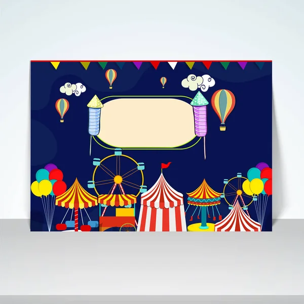 Carnaval cartel de feria de atracciones, pancarta o diseño de tarjetas . — Vector de stock