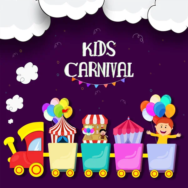 Kids Carnival background with circus train. — Stock Vector