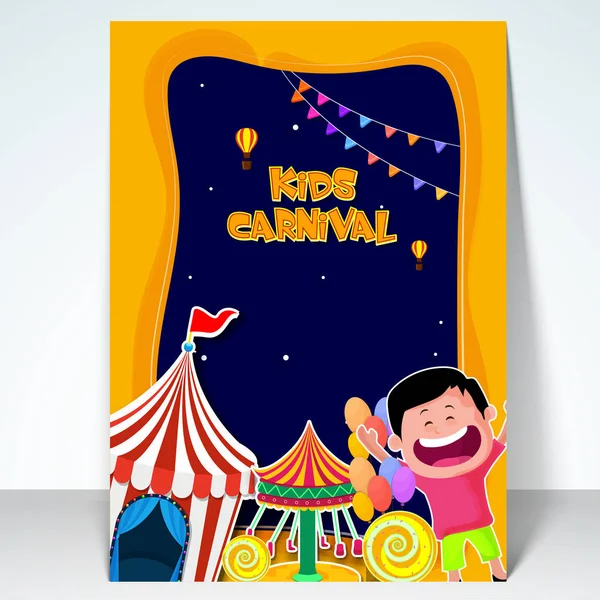 Kids carnaval template, banner of flyer ontwerp. — Stockvector