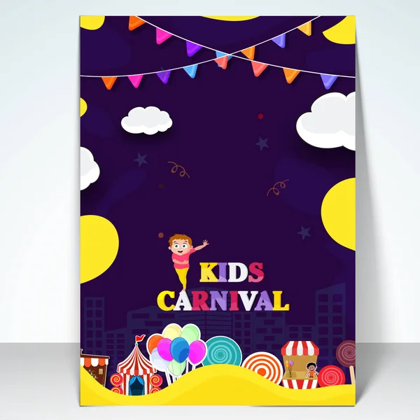 Dětský karneval šablona, banner nebo leták design. — Stockový vektor