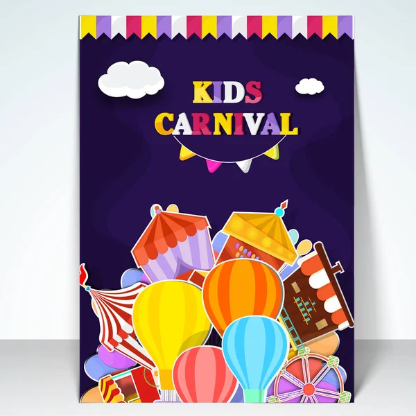 Kids carnaval template, banner of flyer ontwerp. — Stockvector