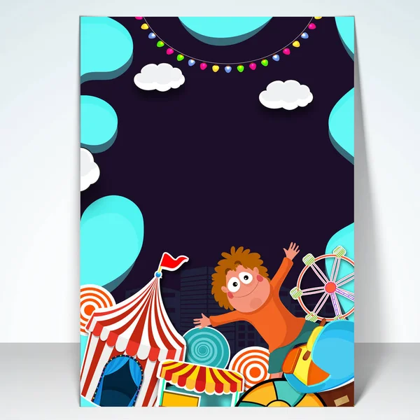 Dětský karneval šablona, banner nebo leták design. — Stockový vektor