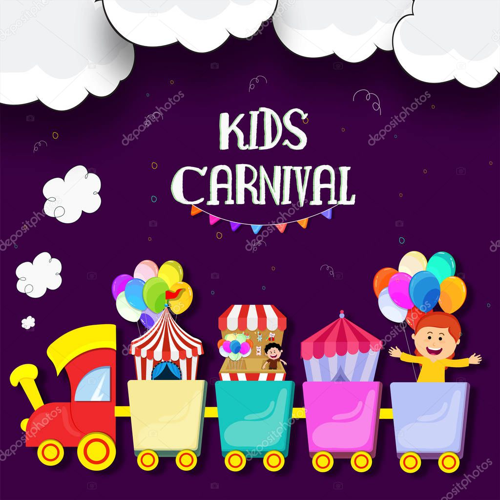Kids Carnival background with circus train.