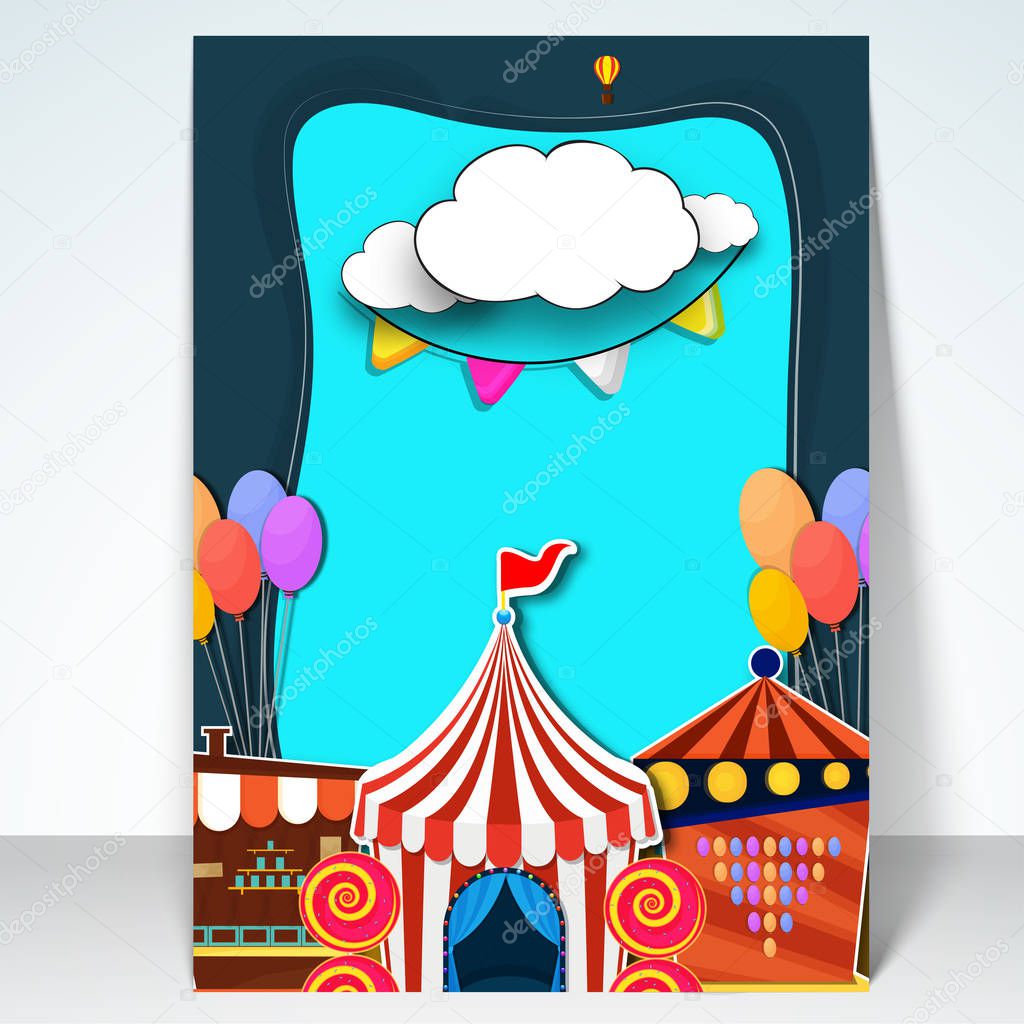 Kids Carnival template, banner or flyer design.