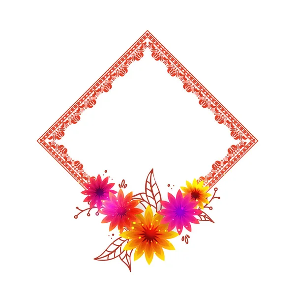 Hermosas flores decoradas marco de diseño . — Archivo Imágenes Vectoriales
