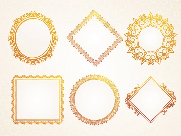 Golden ornamental frames set. — Stock Vector