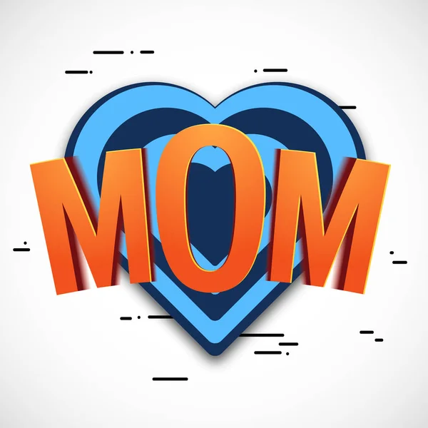 Mom lettering design with heart for Mother's Day. — Stock Vector