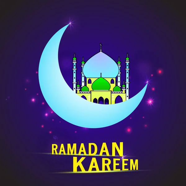 Mesquita com Lua para a celebração do Ramadã Kareem . —  Vetores de Stock