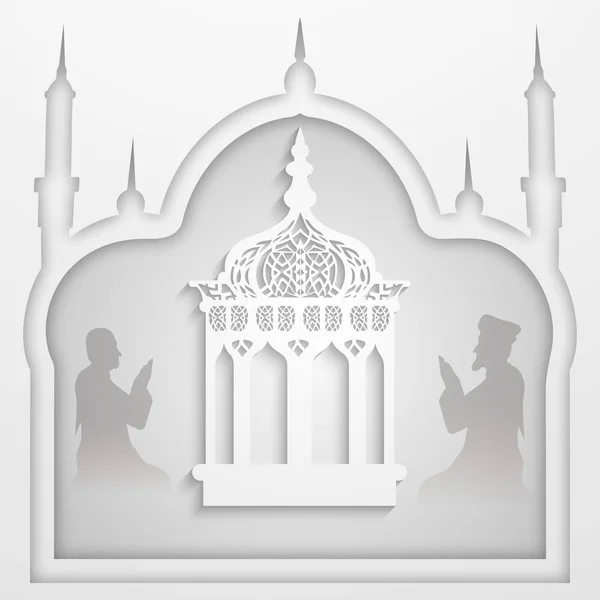 Празднование Рамадана Карима с мечетью . — стоковый вектор