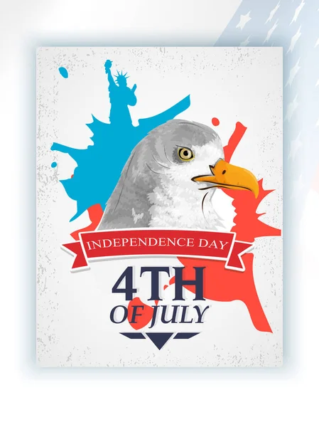4th of July Flyer Design, with national bird Bald Eagle. — Stock Vector