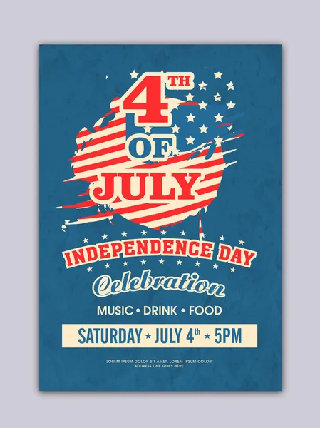 4. Juli, Feierlichkeiten zum Unabhängigkeitstag Flyer entwerfen. — Stockvektor