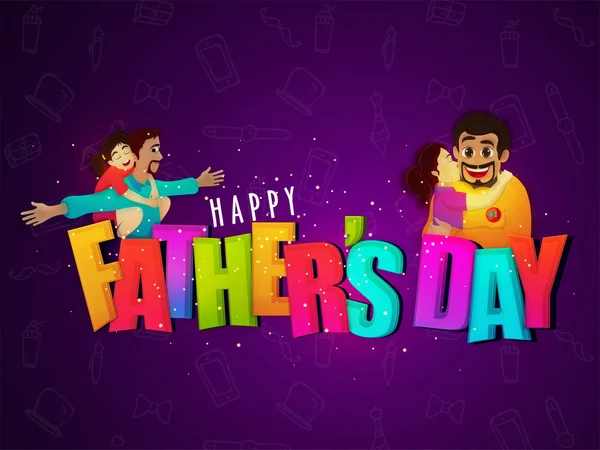 Ilustração do Dia dos Pais com filha e pai bonitos . —  Vetores de Stock