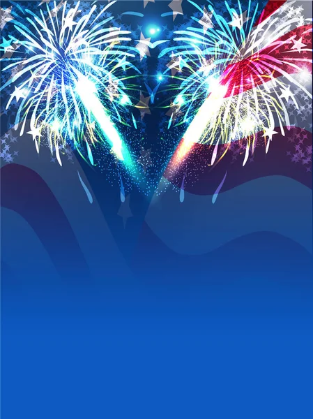 Fireworks background for 4th of July celebration. — Stock Vector