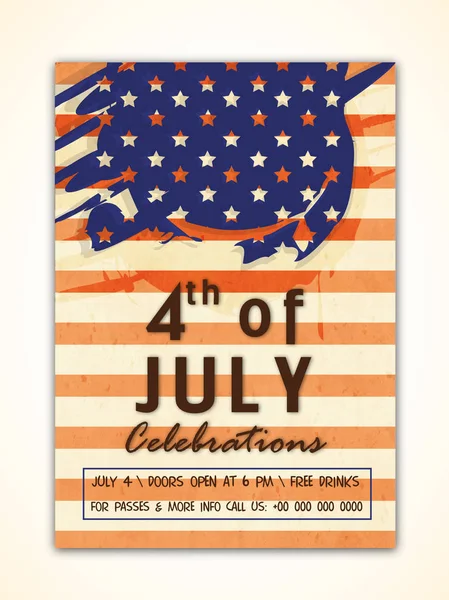 Vintage Flyer, πρότυπο για την 4η Ιουλίου. — Διανυσματικό Αρχείο