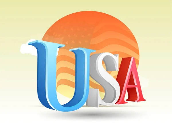 Texto en 3D EE.UU. en colores de bandera americana . — Vector de stock